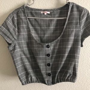 Black & White Plaid Crop Top